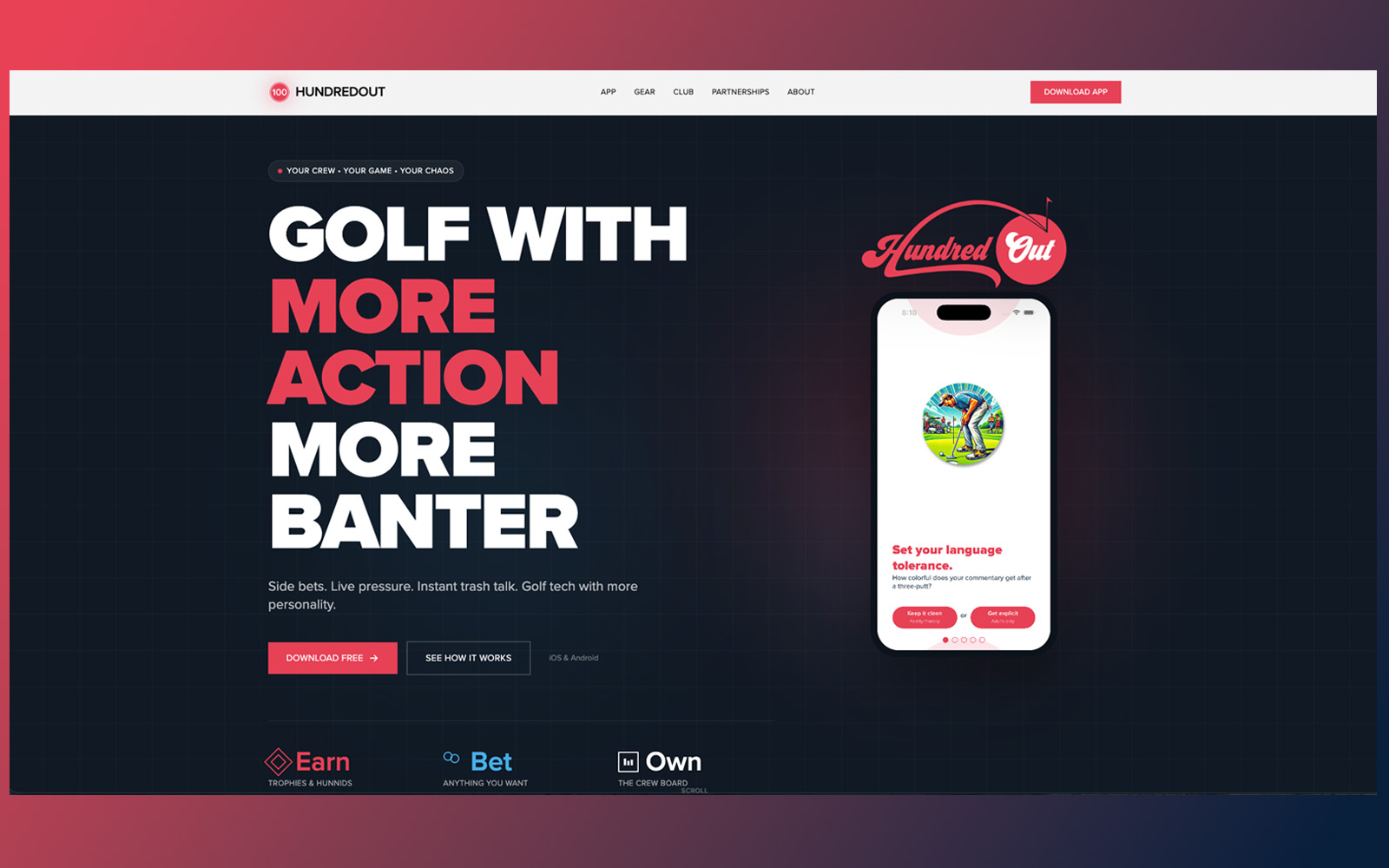 HundredOut website design
