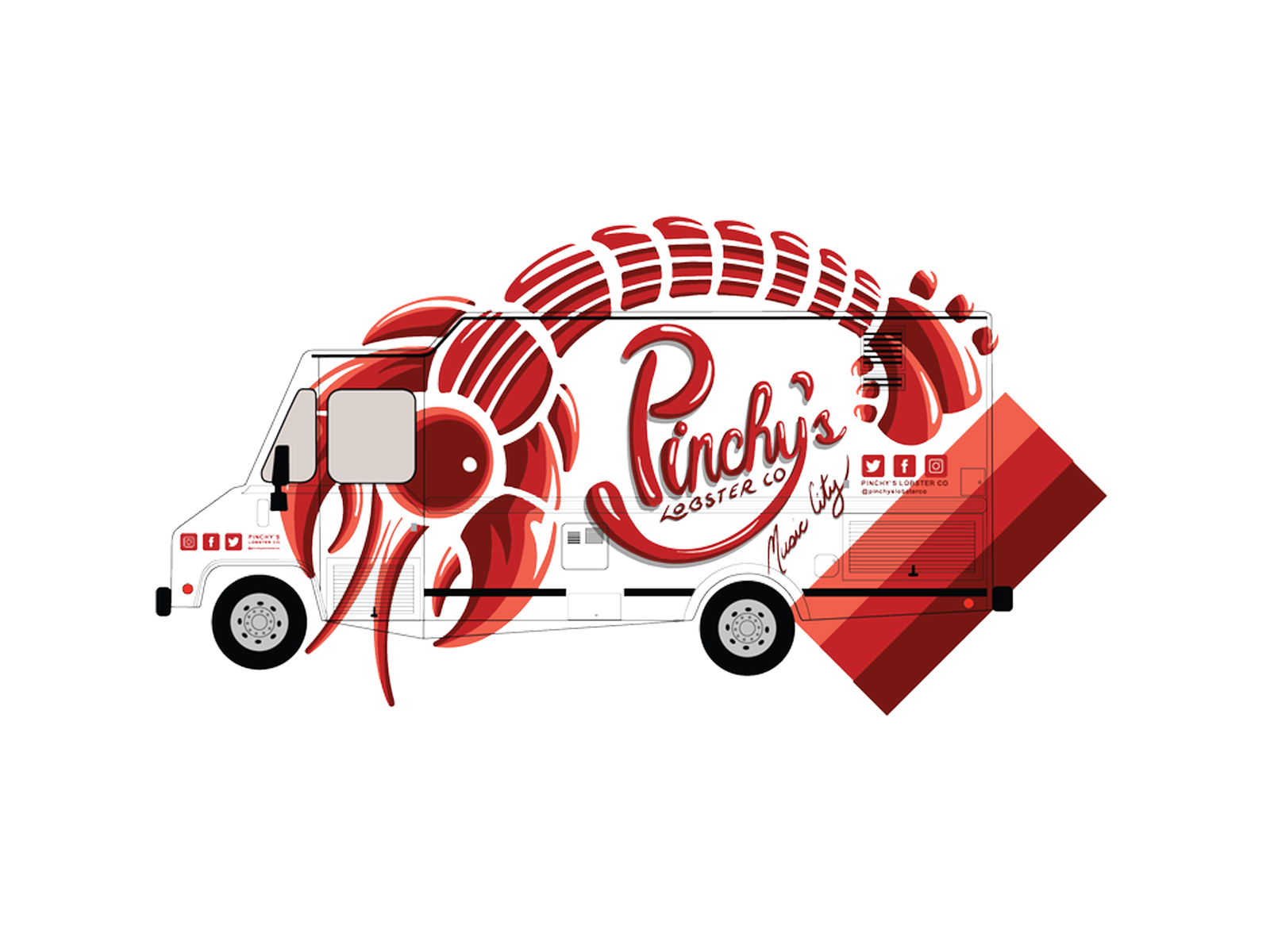 Pinchy's brand identity and vehicle wrap
